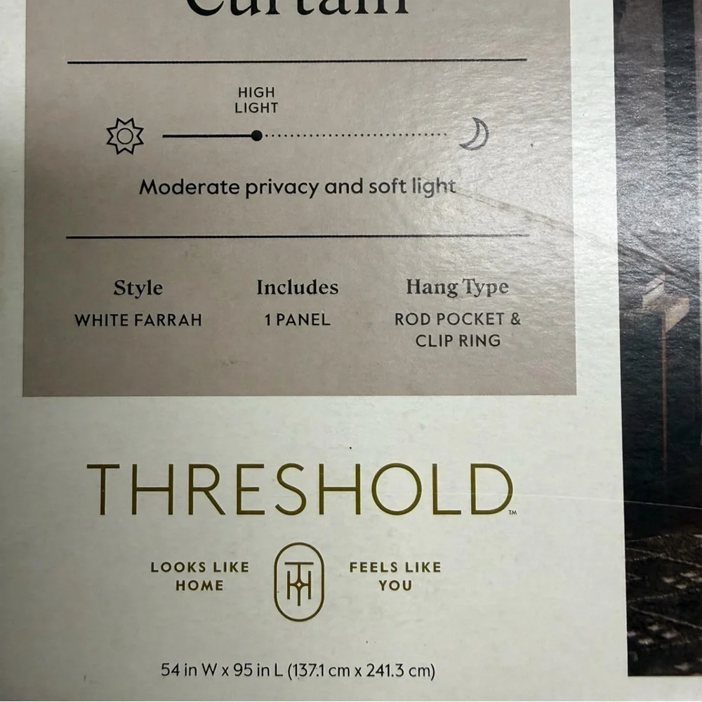 NWT Threshold 54”x95” Light Filtering White Farrah Window Curtain Panel
